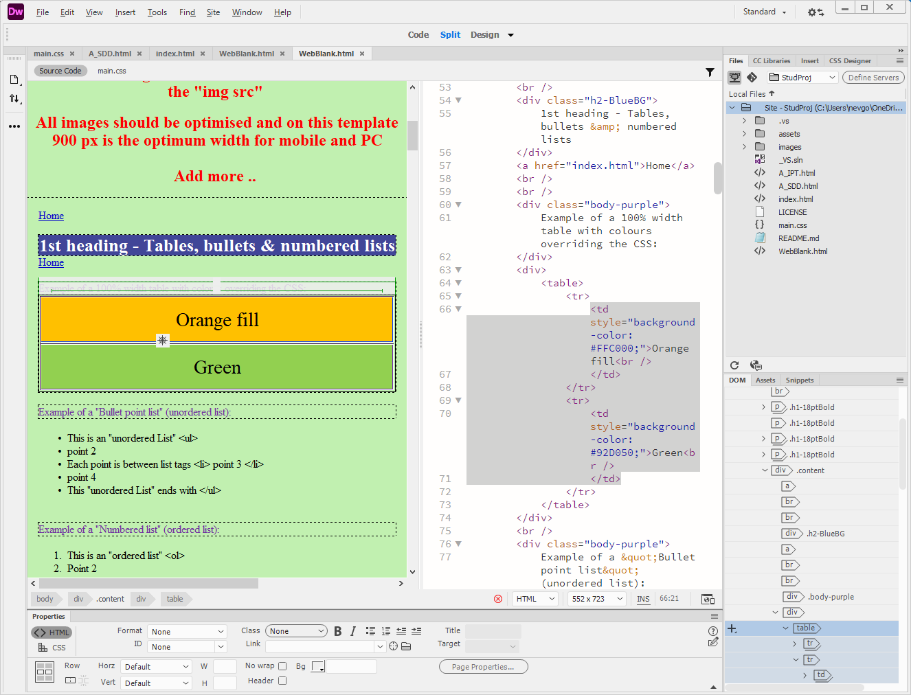 Image of the Dreamweaver split interface